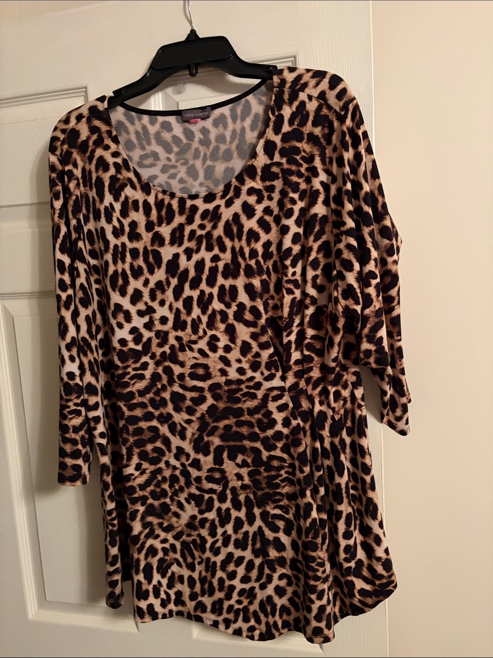 Vince Camuto Leopard Scoop Neck Tunic - Brown & Black